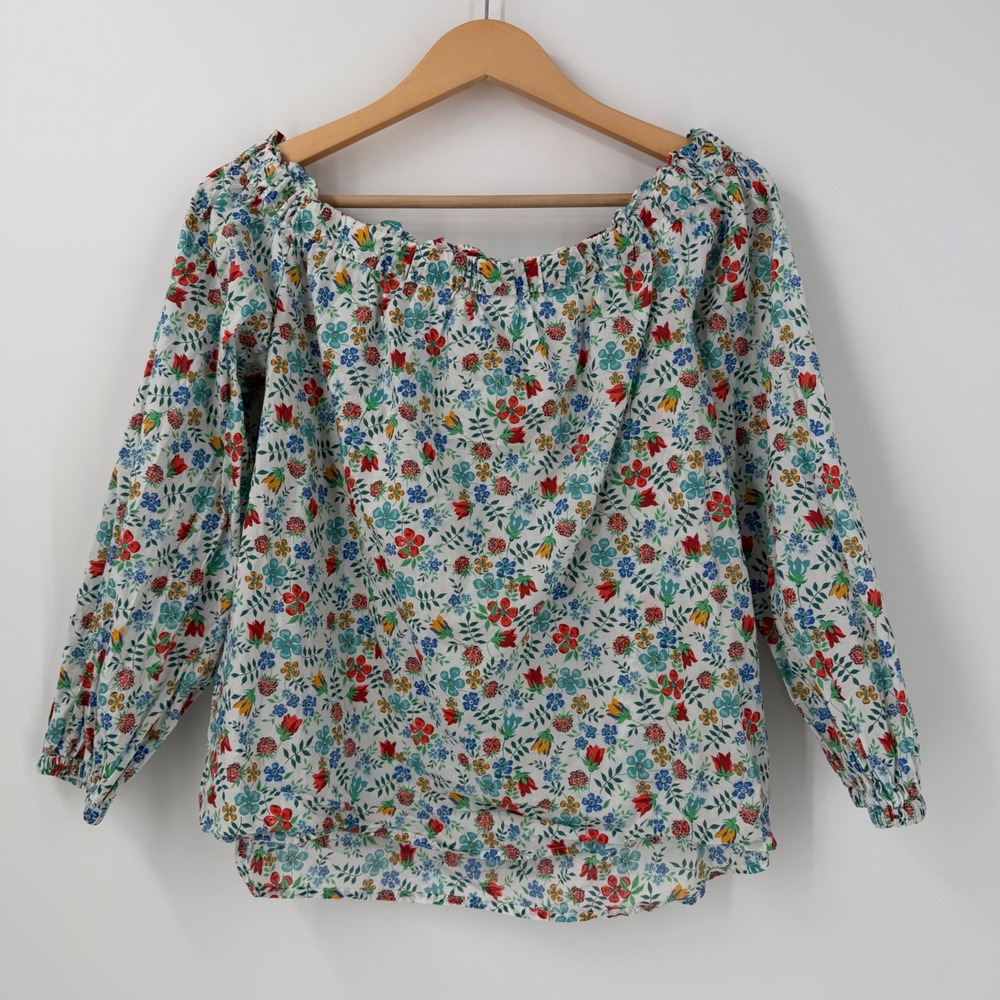 Liberty Art Fabrics for J.Crew Floral Off The Shoulder Blouse White Multi Size 4